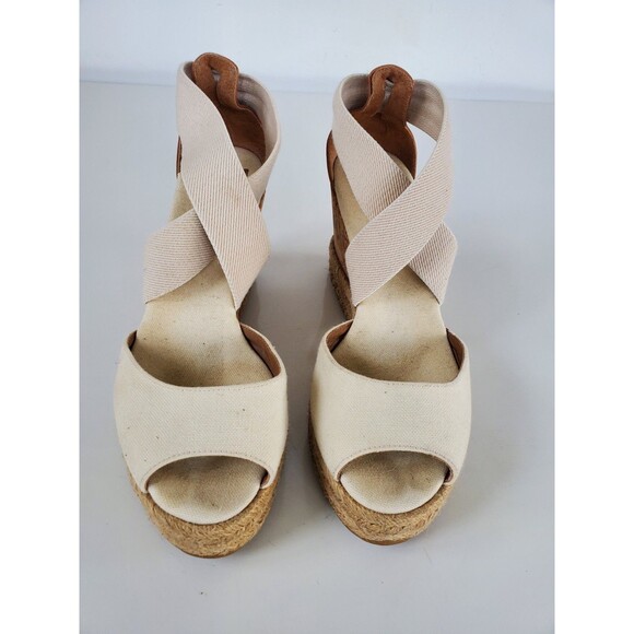 Tory Burch Peep Toe Cork Wedge Sandals Size 7.5 - Picture 2 of 12